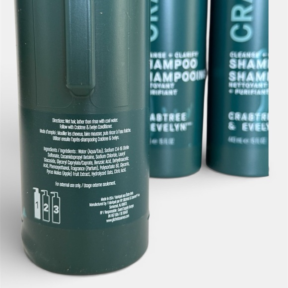 CRABTREE & EVELYN CLEANSE + CLARIFY SHAMPOO 15 oz | Set of 2 - Picture 3 of 7